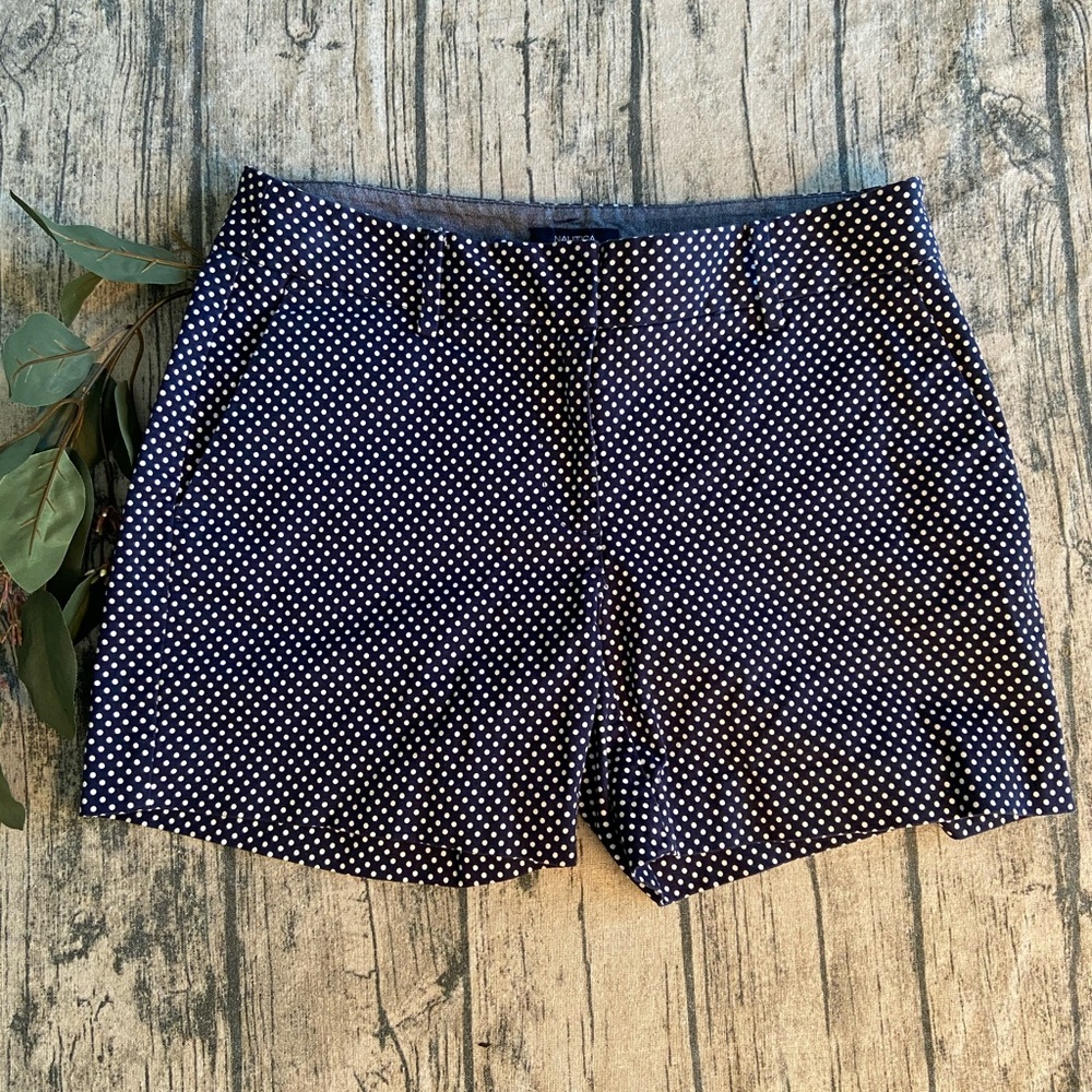 Nautica Classic Navy & White Polka Dot Shorts Sz 2